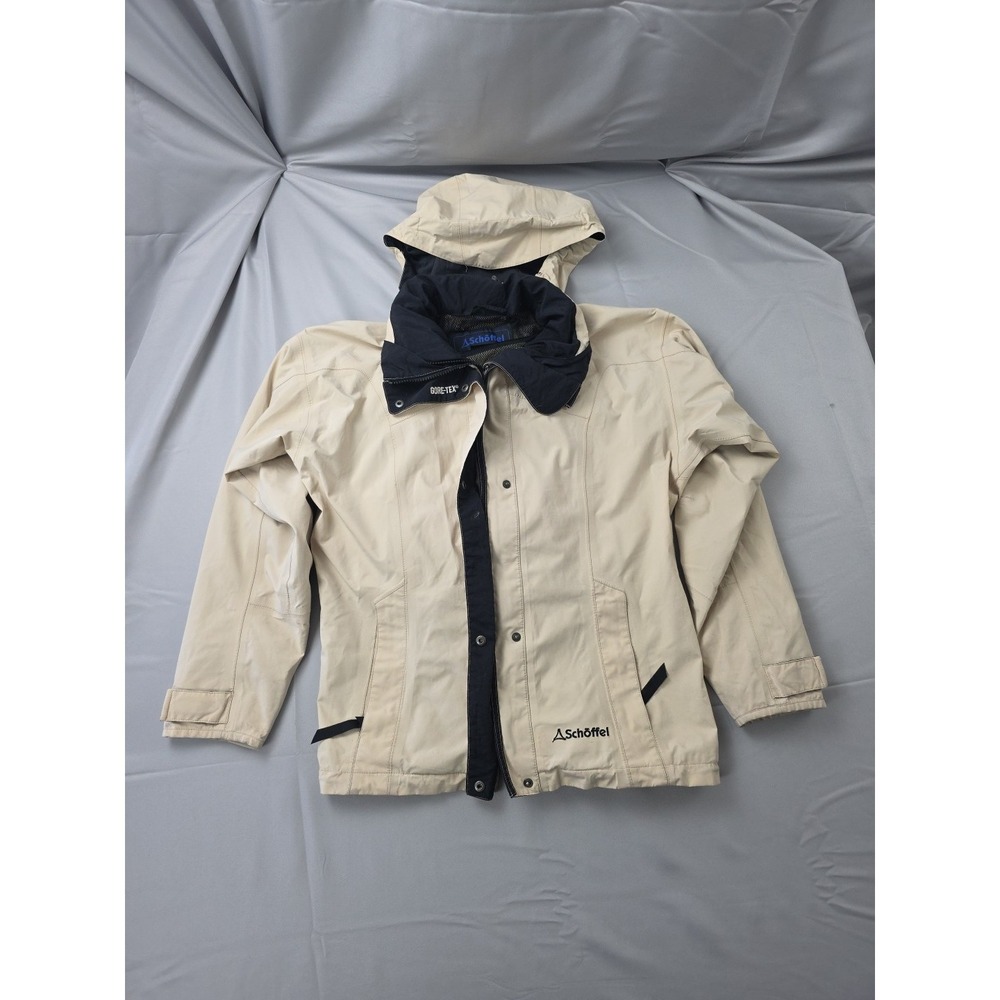 Schoffel Jacket Womens Size 8 Tan Beige Goretex‎ Full Zip Snap Hooded